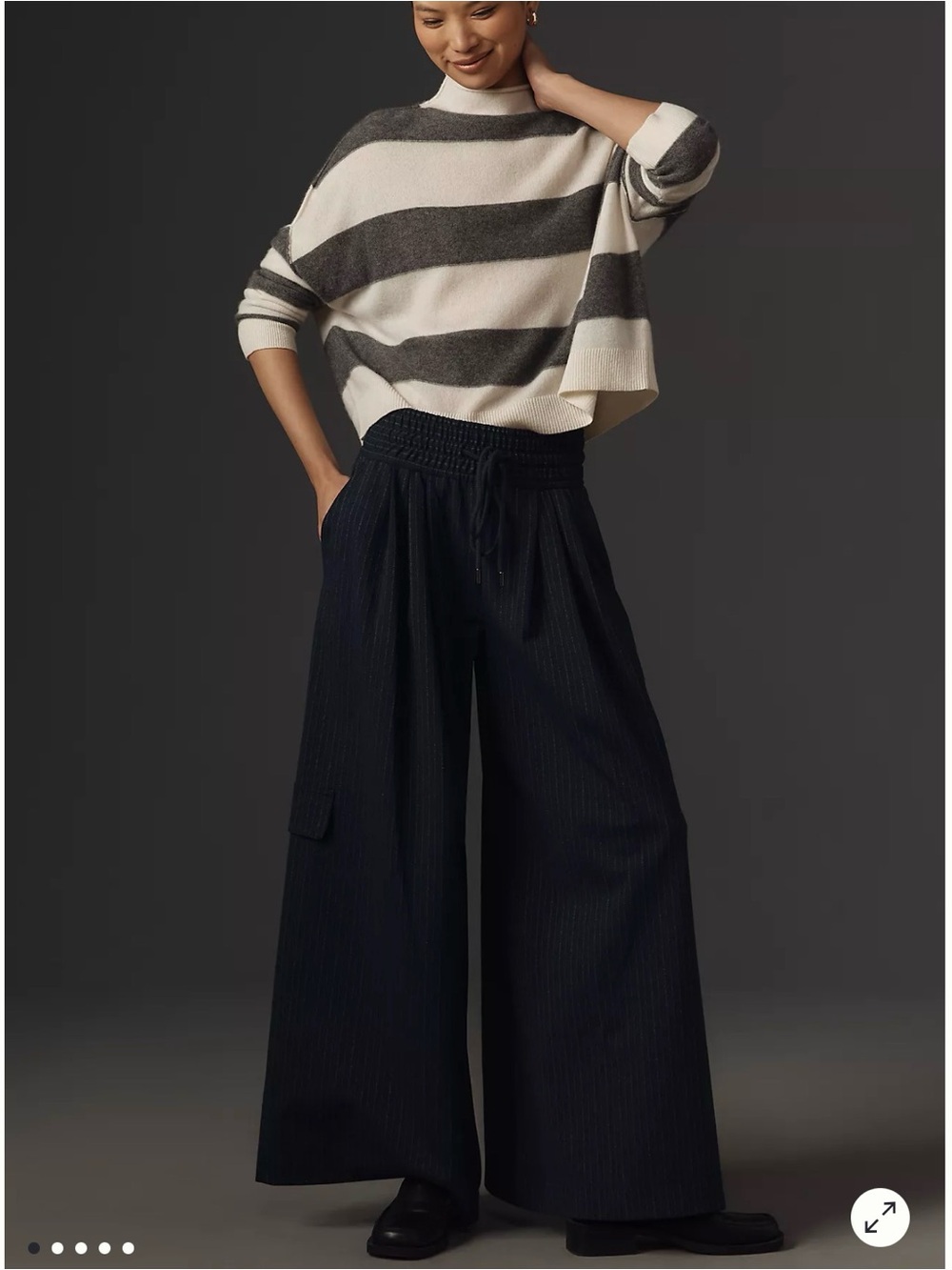 NWT Anthropologie Maeve Wide-Leg Pants Navy Size S